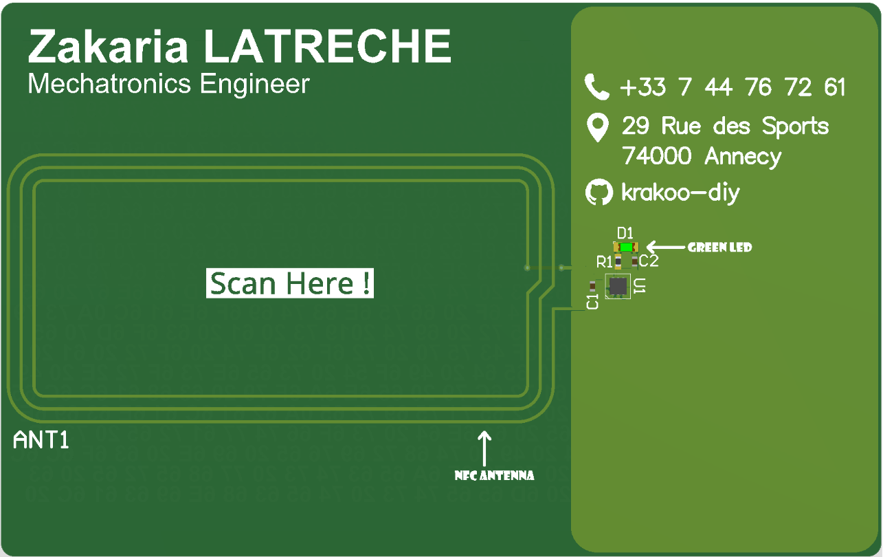 Vue 3D de la carte NFC